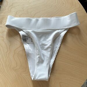 White Ribbed Swim Bottoms